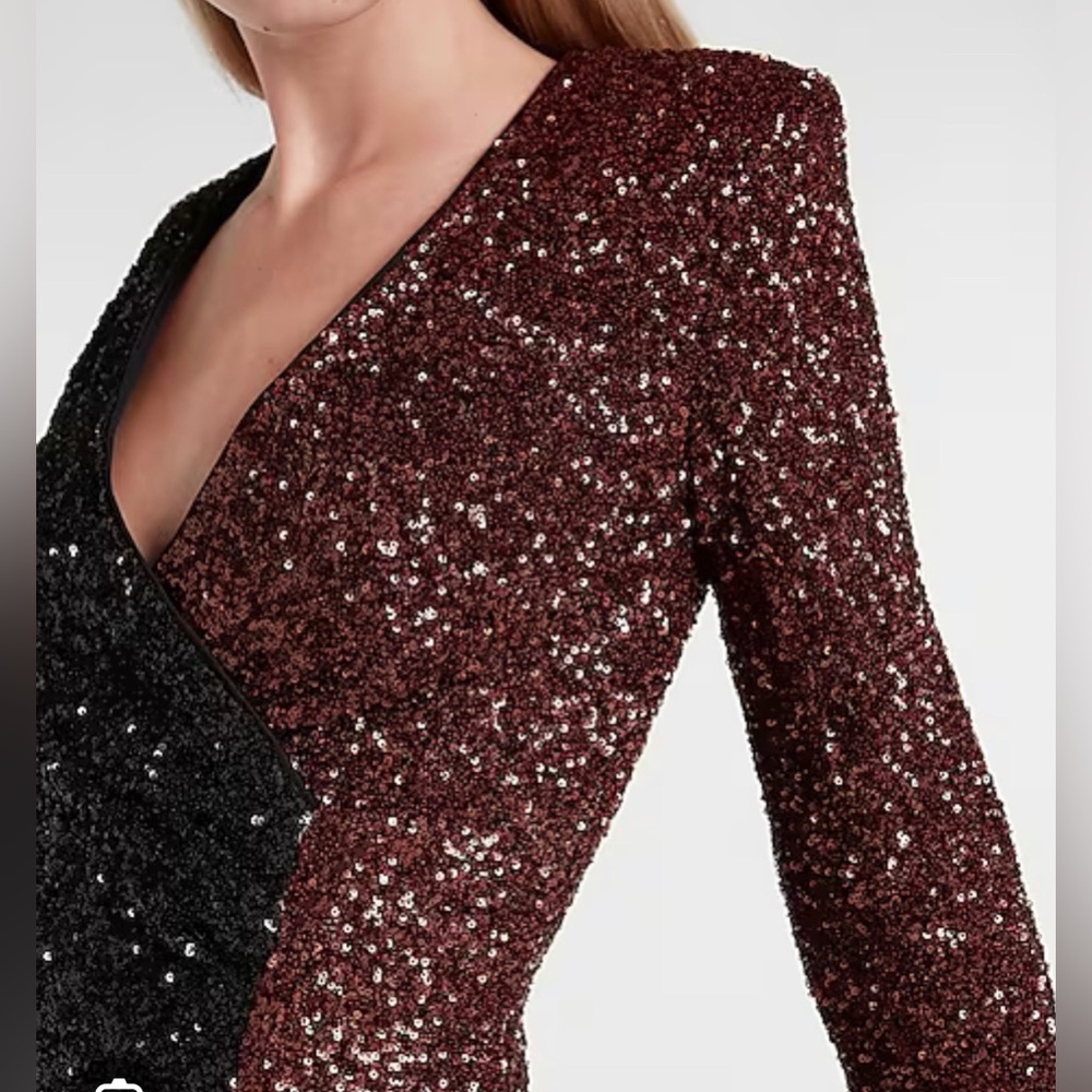 Express sequin color block faux wrap NWT